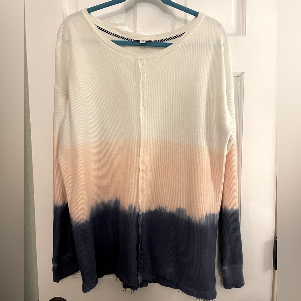 New Directions - ombre, tie-dyed, selective raw seams , 100% cotton - pullover